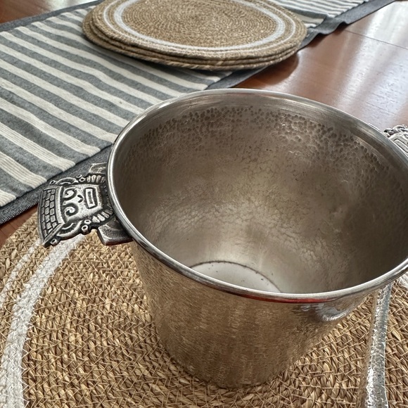Vintage Peruvian Hammered Silver Ice Bucket and Tongs - Picture 4 of 17